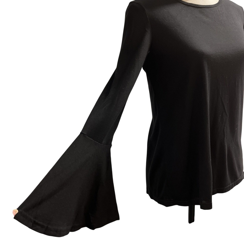 Lulus Top Black Open Tie Back Flare Sleeve Size S Witchy Whimsigoth Fairy Grunge